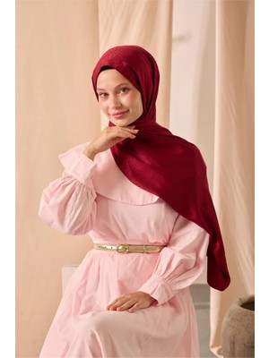 Silk Home Deluxe Şal Bordo Jakarlı Tok Duruşlu Viskon Karışımlı 75X190