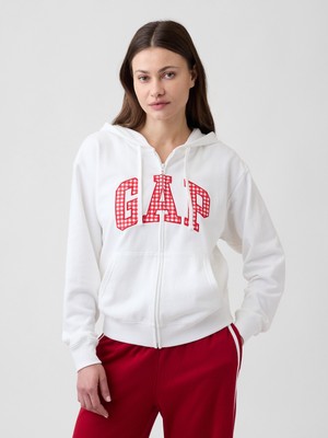 Gap Kadın Beyaz Gap Logo Fermuarlı Fransız Havlu Kumaş Sweatshirt