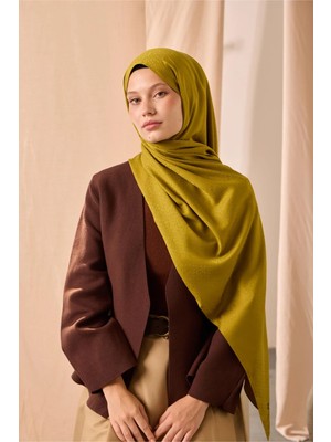 Silk Home Deluxe Şal Yağ Yeşili Jakarlı Tok Duruşlu Viskon Karışımlı 75X190