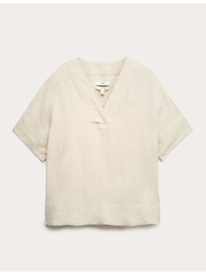 Marks & Spencer Saf Keten Bluz