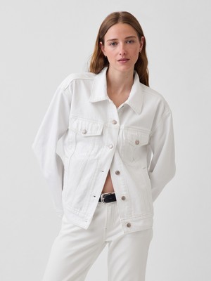 Gap Kadın Beyaz Oversized Icon Denim Ceket