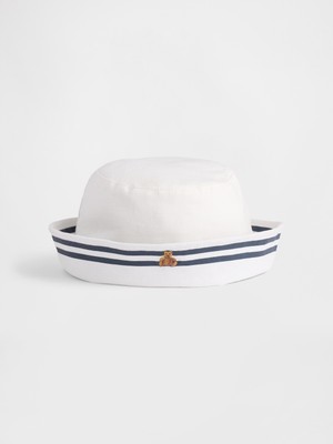 Gap Bebek Beyaz Keten Karışımlı Sailor Bucket Şapka