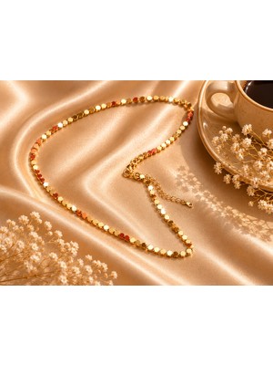Jammy Jewerly Altın Renk Pul Detaylı Kadın Kolye