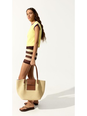 Parfois Kadın Kapaklı Hasır Efektli Shopper Çanta