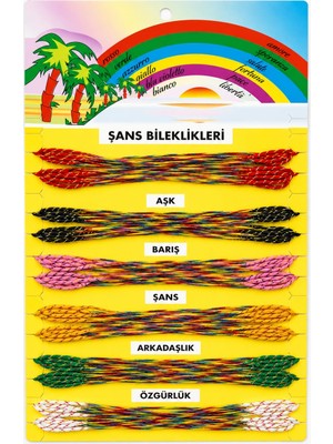 GEEN Renkli İp Şans Bilekliği Seti 100 Adet