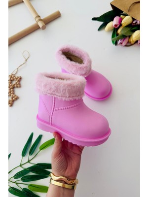 Miniğimin Cicileri Kürklü Renkli Yağmur botu - Açık Pembe