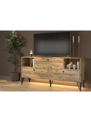 Vivense Mila LED Işıklı Konsol Tv Sehpası, Atlantik Çam, 160 cm