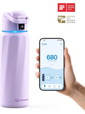 Waterh Boost Akıllı Termos - Hidrasyon Takibi Yapan, Yalıtımlı 946 ml / 32 oz Akıllı Şişe