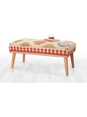 Vivense Beshir Kilim Bench Puf, Krem