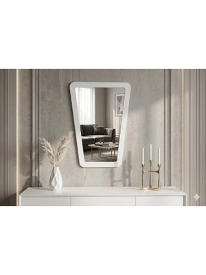 Vivense Dfn Wood Atria Dekoratif Konsol Aynası, Beyaz, 90X68