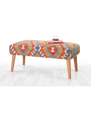 Vivense Beshir Kilim Bench Puf, Rumi