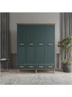 Vivense Safir Gardırop Yeşil, 4 Kapaklı