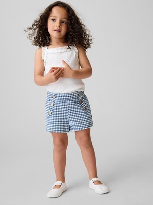 Gap Kız Bebek Mavi Sailor Gingham Denim Pull-On Şort