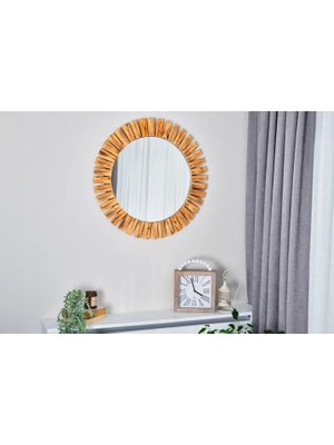 Vivense Dfn Wood Naturel Ahşap Yuvarlak Dekoratif Ayna, 90X90 cm