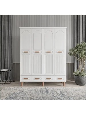 Vivense Safir Gardırop  Beyaz, 4 Kapaklı