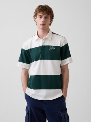 Gap Erkek Koyu Yeşil Relaxed Gap Logo Rugby Polo T-Shirt