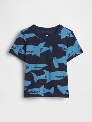 Gap Erkek Bebek Mavi Mix & Match Baskılı Cep T-Shirt