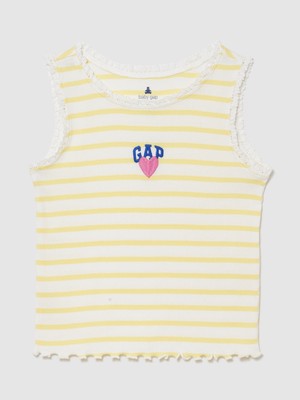 Gap Kız Bebek Sarı Mix & Match Grafik Logo Fitilli Kolsuz T-Shirt