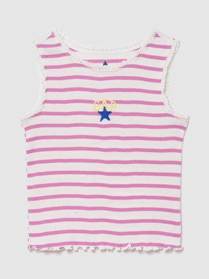 Gap Kız Bebek Pembe Mix & Match Grafik Logo Fitilli Kolsuz T-Shirt