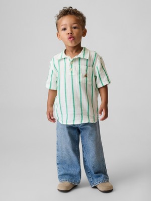 Gap Erkek Bebek Yeşil Pamuk Gauze Baskılı Polo T-Shirt