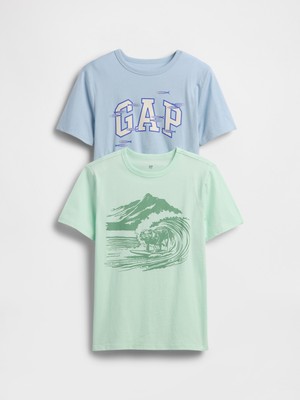 Gap Erkek Çocuk Açık Mavi Grafik Baskılı T-Shirt (2’li)