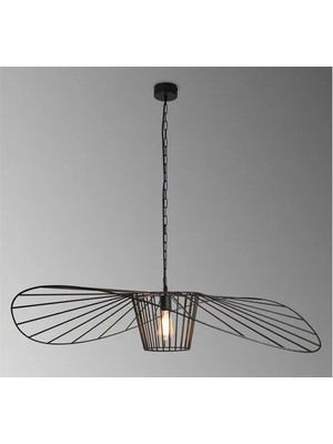 Vivense Ayşin Şapka Endüstriyel Avize, Siyah, Çap 120 cm