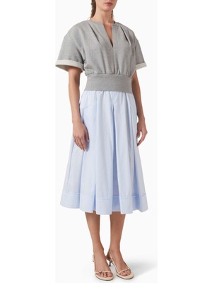 3.1 Phillip Lim French Terry Combo Pileli Tasarım Kadın Elbise
