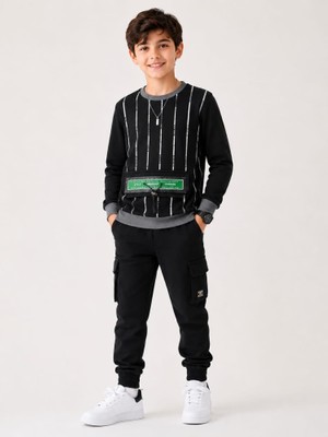Stsahra  Erkek Çocuk Siyah Sweatshirt