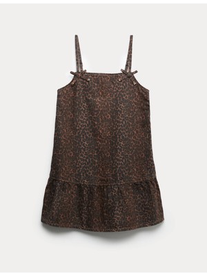 Marks & Spencer Leopar Desenli Denim Elbise Takım