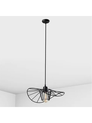 Vivense Ayşin Şapka Endüstriyel Avize, Siyah, Çap 40 cm