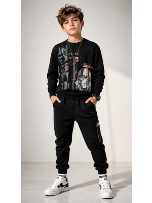 Stsahra  Erkek Çocuk Siyah Sweatshirt