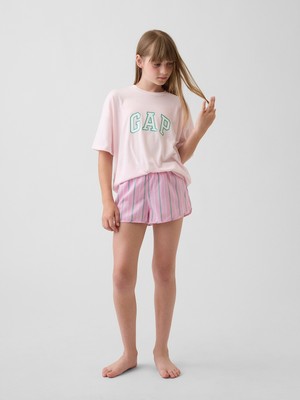 Gap Kız Çocuk Pembe Recycled Logo Pijama Şort Seti