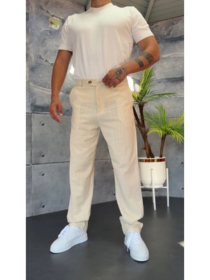 Peerless Store Regular Kalıp Keten Pantolon