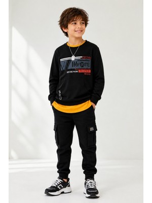 Stsahra  Erkek Çocuk Siyah Sweatshirt