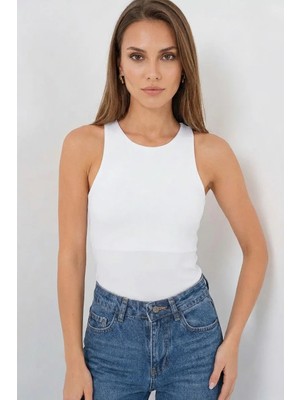 buğrahayalin Kadın Halter Yaka Beyaz Body