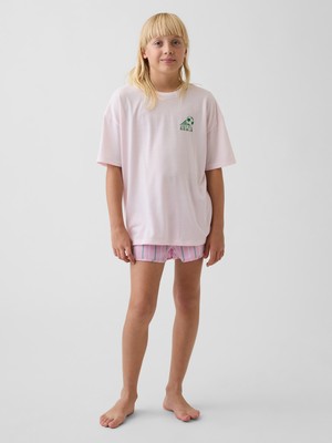 Gap Kız Çocuk Açık Pembe Recycled Pijama Şort Takımı