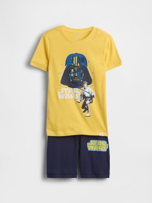Gap Erkek Çocuk Sarı Star Wars Organik Pamuk Pijama Şort Seti
