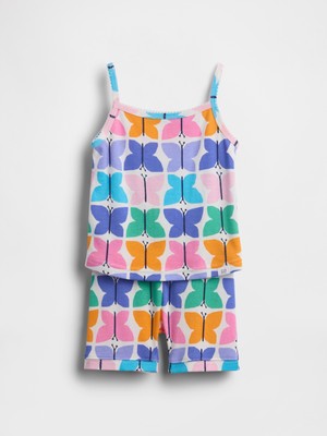 Gap Bebek Çok Renkli Organik Pamuk Kelebek Baskılı Askılı Pijama Şort Seti