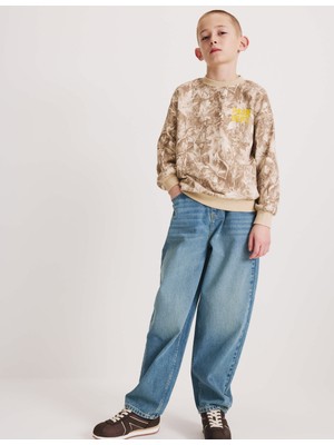 Marks & Spencer Pamuk Karışımlı Kamuflaj Desenli Çocuk Sweatshirt (6-16 Yaş)