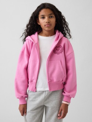 Gap Kız Çocuk Pembe Vintagesoft Fermuarlı Sweatshirt