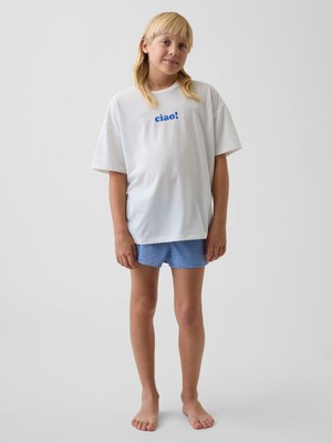 Gap Kız Çocuk Mavi Recycled Pijama Şort Takımı