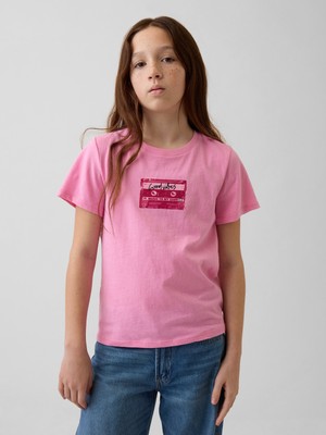 Gap Kız Çocuk Pembe Grafik Baskılı T-Shirt