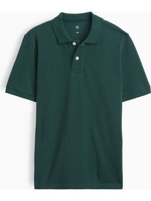 Gap Erkek Çocuk Koyu Yeşil Pique Polo T-Shirt