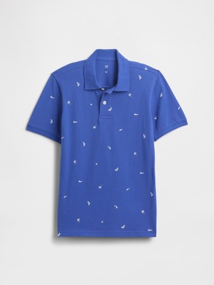 Gap Erkek Çocuk Mavi Pique Polo T-Shirt