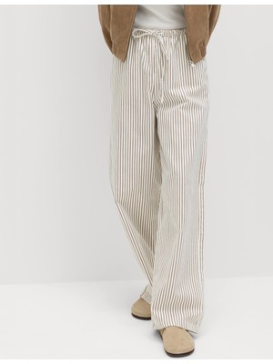 Marks & Spencer Denim Büzgülü Wide Leg Pantolon