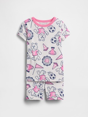 Gap Bebek Pembe Organik Pamuk Ayı Baskılı Logo Şort Pijama Takımı