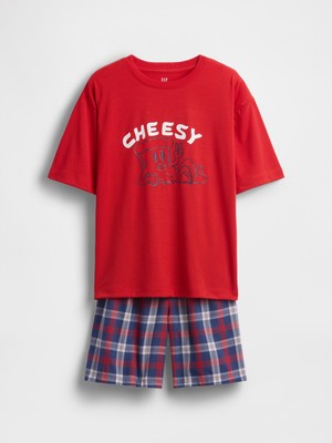 Gap Erkek Çocuk Kırmızı Oversized Recycled Şort Pijama Seti