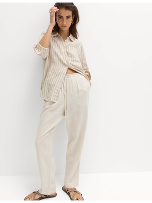 Marks & Spencer Keten Karışımlı Tapered Pantolon