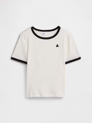 Gap Kız Çocuk Beyaz Brannan Bear Fitilli Ringer T-Shirt