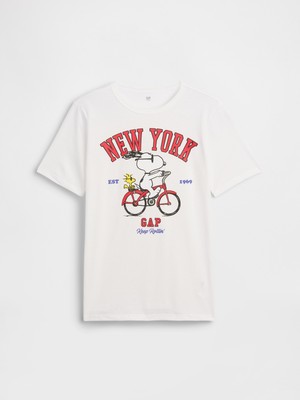 Gap Erkek Çocuk Beyaz Peanuts Grafik Baskılı T-Shirt